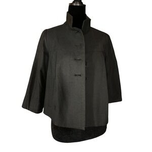 G2000 Gray Herringbone Cropped Jacket 3/4 Sleeve Button Front GLI81W011 Size 38